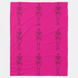 Heißrosa Skelettdecke Fleecedecke