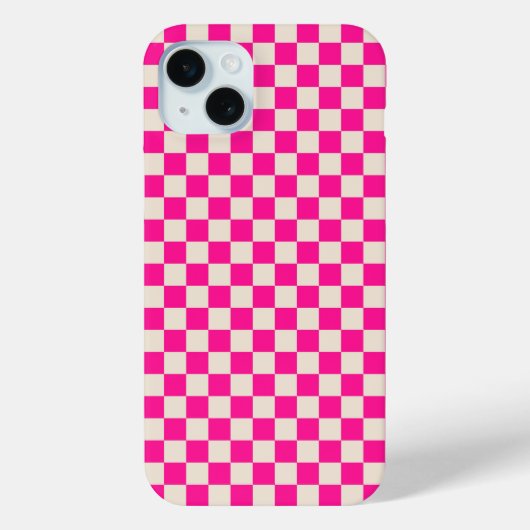 Heißrosa und braunes Schachbrettmuster Case-Mate iPhone Hülle (Rückseite)