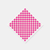Heißrosa und braunes Schachbrettmuster Serviette (Ecke)
