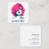 Heissrosa und Marinehaarsaal Quadratische Visitenkarte (Vorne/Hinten)