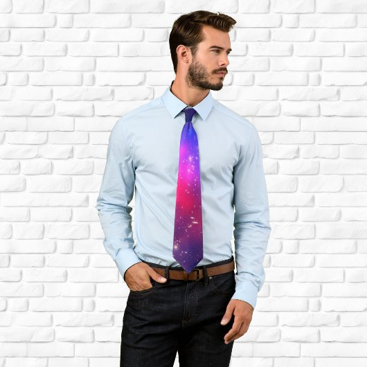 Heissrosa und Navy Blue Celestial Foto Krawatte