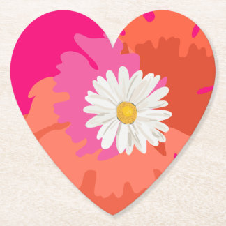 Heißrosa und orange florale Daisy Abstract Home  Untersetzer