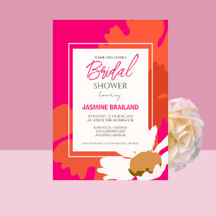 Heißrosa und Orange Gänseblümchen Abstrakte Floral Einladung