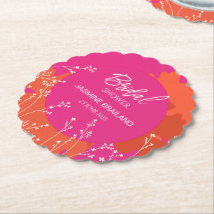 Heißrosa und Orange Gänseblümchen Abstrakte Floral Untersetzer