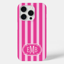 Heißrosa und Rosa monogrammierte Streifen Case-Mate iPhone Hülle