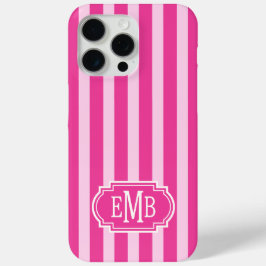 Heißrosa und Rosa monogrammierte Streifen Case-Mate iPhone Hülle