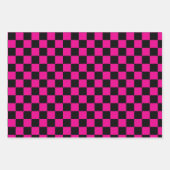 Heißrosa und schwarzer Karodruck  Geschenkpapier Set (Vorderseite 2)
