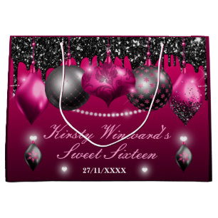 Heißrosa und schwarzer Weihnachtsbaumschmuck Sweet Große Geschenktüte