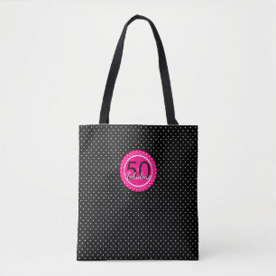 Heißrosa und schwarzes 50. & Fabelhaftes Geburtsta Tasche