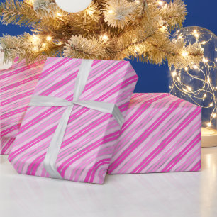 Heißrosa und silberne Streifen Geschenkpapier