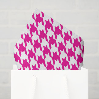 Heißrosa und Weiß Houndstooth Seidenpapier