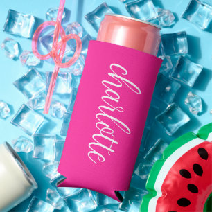 Heißrosa und weiße, girly Kalligrafie-Schrift Selters Dosenkühler