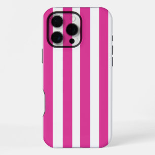 Heißrosa und weiße Streifen iPhone 16 Pro Max Hülle