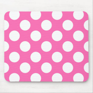Heißrosa und weiße Tupfenmuster Mousepad