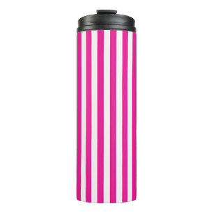 Heißrosa und weiße vertikale Streifen Minimalistis Thermosbecher