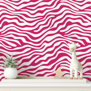 Heißrosa und weiße Zebrastreifen Tapete