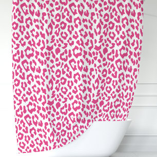 Heißrosa und weißer Leopard Duschvorhang