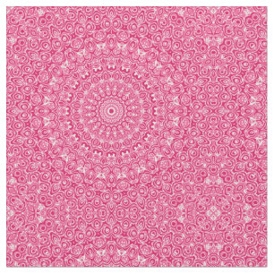 Heißrosa und Weißes Mandala-Muster Stoff