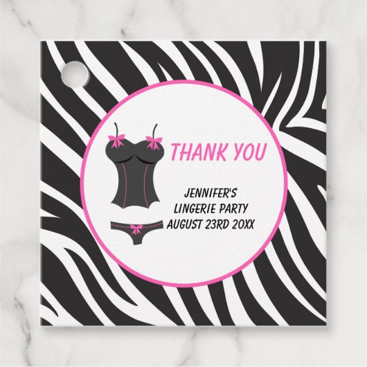 Heißrosa Wäscheparty Dankeschön Geschenkanhänger (Vorderseite)