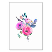 Heißrosa Wasserfarbe Floral Reserviert Tischnummer (Rückseite)