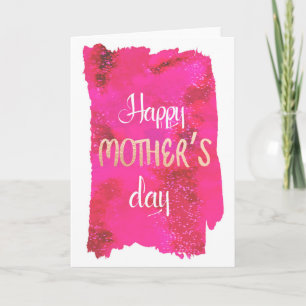Heißrosa Wasserfarben-Muttertagskarte Karte