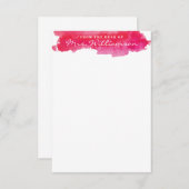 Heißrosa Wasserfarbenstationierung Mitteilungskarte (Vorne/Hinten)