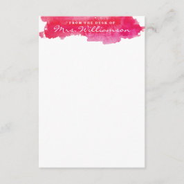 Heißrosa Wasserfarbenstationierung Mitteilungskarte