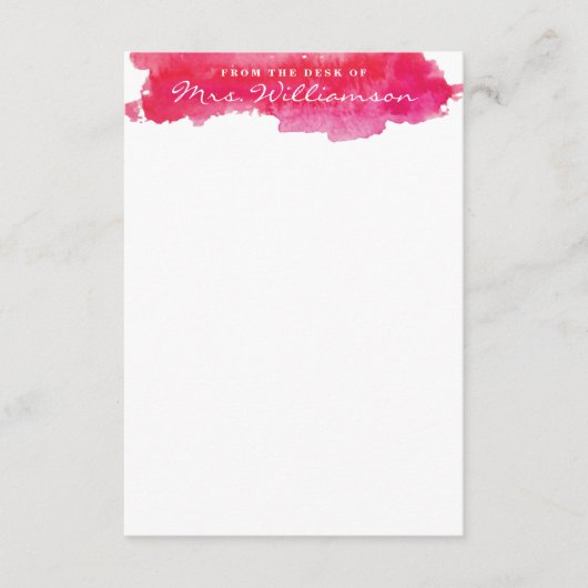 Heißrosa Wasserfarbenstationierung Mitteilungskarte (Vorderseite)