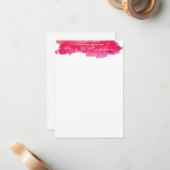 Heißrosa Wasserfarbenstationierung Mitteilungskarte (Vorderseite/Rückseite Beispiel)