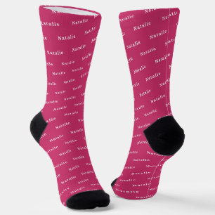 Heißrosa Weiße Personalisierte Namenssocken Benutz Socken
