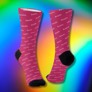 Heißrosa Weiße Personalisierte Namenssocken Benutz Socken