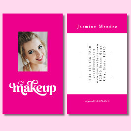 Heißrosa weiße Schrift Foto Makeup Artist Visitenkarte