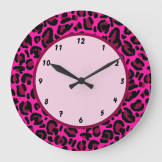 Heißrosa y2k Leopardenprint Große Wanduhr