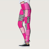 Heißrosa Zebradruck-Patchwork-Leggings Leggings (Links)