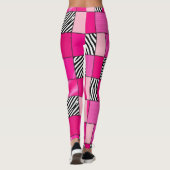 Heißrosa Zebradruck-Patchwork-Leggings Leggings (Rückseite)