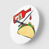 Heißsauce tropft auf tako runde wanduhr (Winkel)