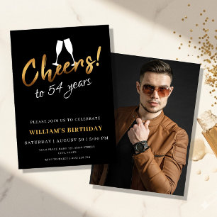 Heißt auf 54 Jahre Gold Black Adult Geburtstag Fot Einladung