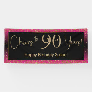 Heißt auf 90 Jahre Geburtstag, Deep Pink Gold Blac Banner