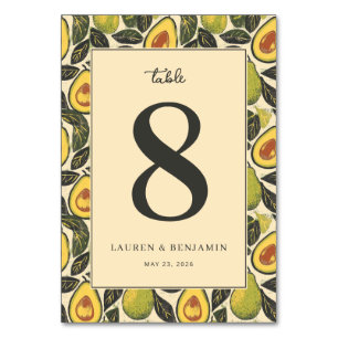 Heitere Beige Avocado Illustration Tischnummer