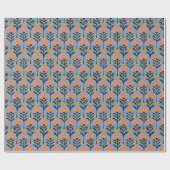 Heitere Blaue Blumen Retro Geschenkpapier (Flach)