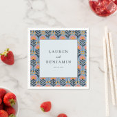 Heitere blaue Blumengrenze Serviette (Beispiel)