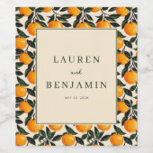 Heitere botanische Orange-Illustration Weinetikett (Einzelnes Label)