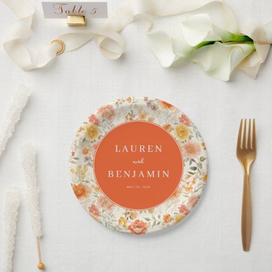 Heitere Korallenblüten Pappteller (Hochzeit)