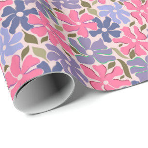 Heitere rosa und violette abstrakte Blumen Geschenkpapier
