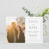 Heiteres Beiges Minimalistisches Foto Save The Date (Stehend Vorderseite)