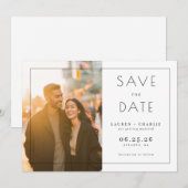 Heiteres Beiges Minimalistisches Foto Save The Date (Vorne/Hinten)