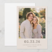 Heiteres Beiges Romantisches Foto Save The Date (Vorne/Hinten)