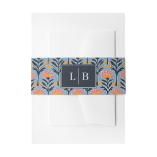 Heiteres Blaues Blumen-Art Deco Einladungsbanderole