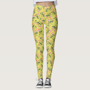 Heiteres Blumenmuster: Rosa Blüten Leggings