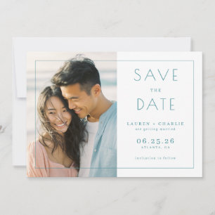 Heiteres Hellblaues Minimalistisches Foto Save The Date